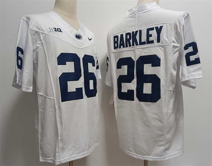 Mens Penn State Nittany Lions #26 Saquon Barkley White Stitched Jersey->->NCAA Jersey